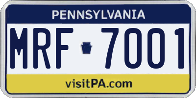 PA license plate MRF7001