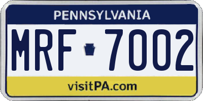 PA license plate MRF7002