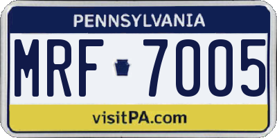 PA license plate MRF7005