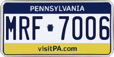 PA license plate MRF7006