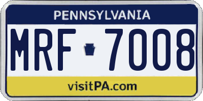 PA license plate MRF7008