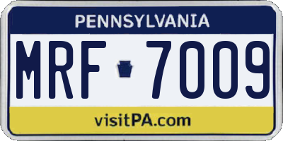 PA license plate MRF7009
