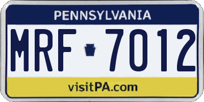 PA license plate MRF7012