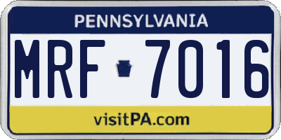 PA license plate MRF7016