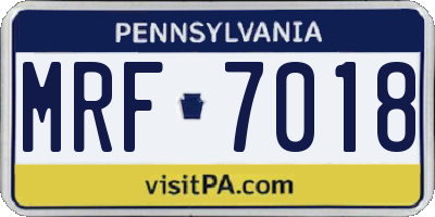 PA license plate MRF7018