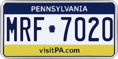 PA license plate MRF7020