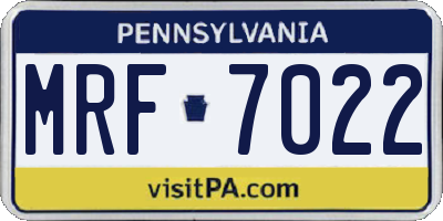 PA license plate MRF7022