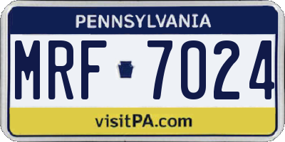 PA license plate MRF7024
