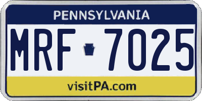 PA license plate MRF7025