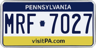 PA license plate MRF7027