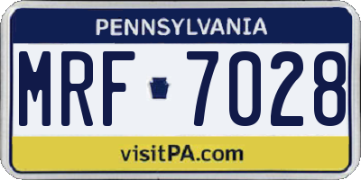 PA license plate MRF7028