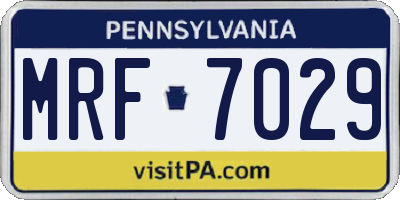PA license plate MRF7029