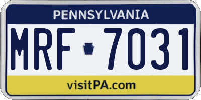 PA license plate MRF7031