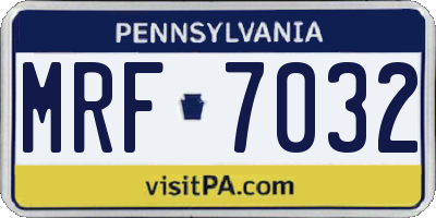 PA license plate MRF7032