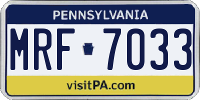 PA license plate MRF7033