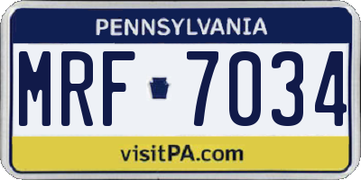 PA license plate MRF7034