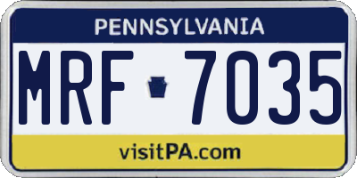 PA license plate MRF7035