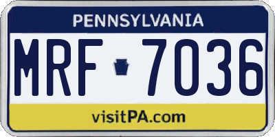 PA license plate MRF7036