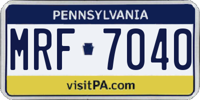 PA license plate MRF7040