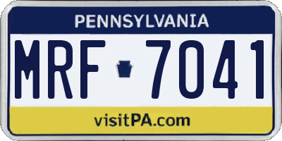 PA license plate MRF7041