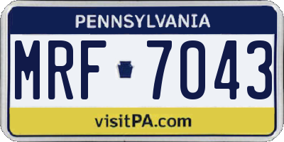 PA license plate MRF7043