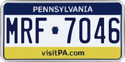 PA license plate MRF7046
