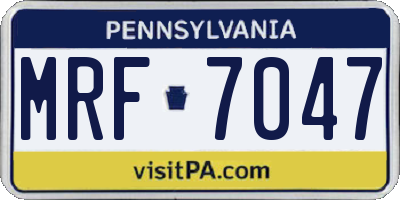 PA license plate MRF7047