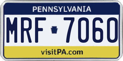 PA license plate MRF7060