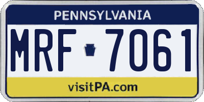 PA license plate MRF7061