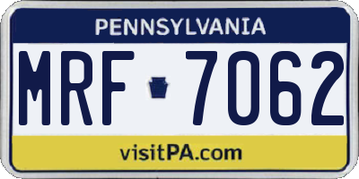 PA license plate MRF7062