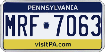 PA license plate MRF7063