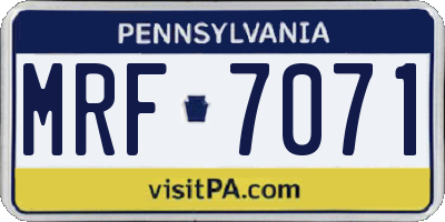 PA license plate MRF7071