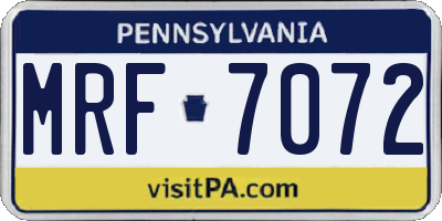 PA license plate MRF7072