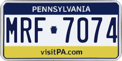 PA license plate MRF7074
