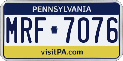 PA license plate MRF7076