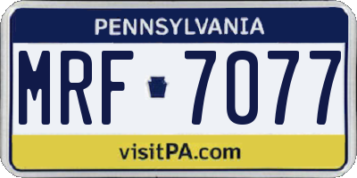 PA license plate MRF7077
