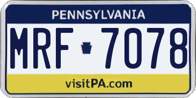 PA license plate MRF7078