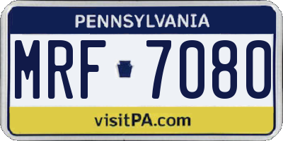 PA license plate MRF7080