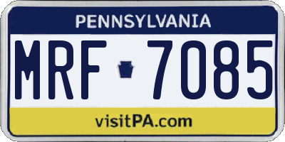 PA license plate MRF7085