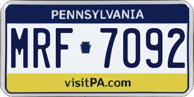 PA license plate MRF7092