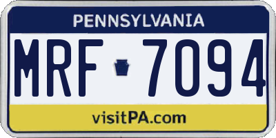 PA license plate MRF7094
