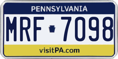 PA license plate MRF7098