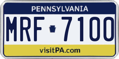 PA license plate MRF7100