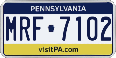 PA license plate MRF7102