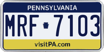 PA license plate MRF7103