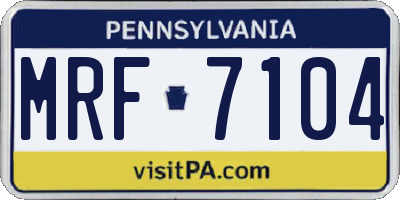 PA license plate MRF7104