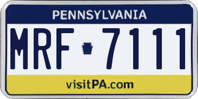 PA license plate MRF7111