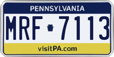 PA license plate MRF7113