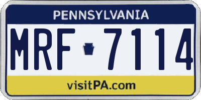 PA license plate MRF7114