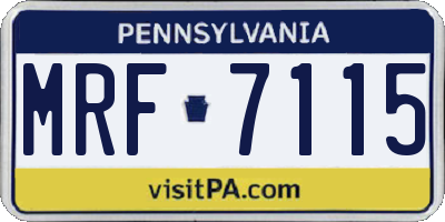 PA license plate MRF7115